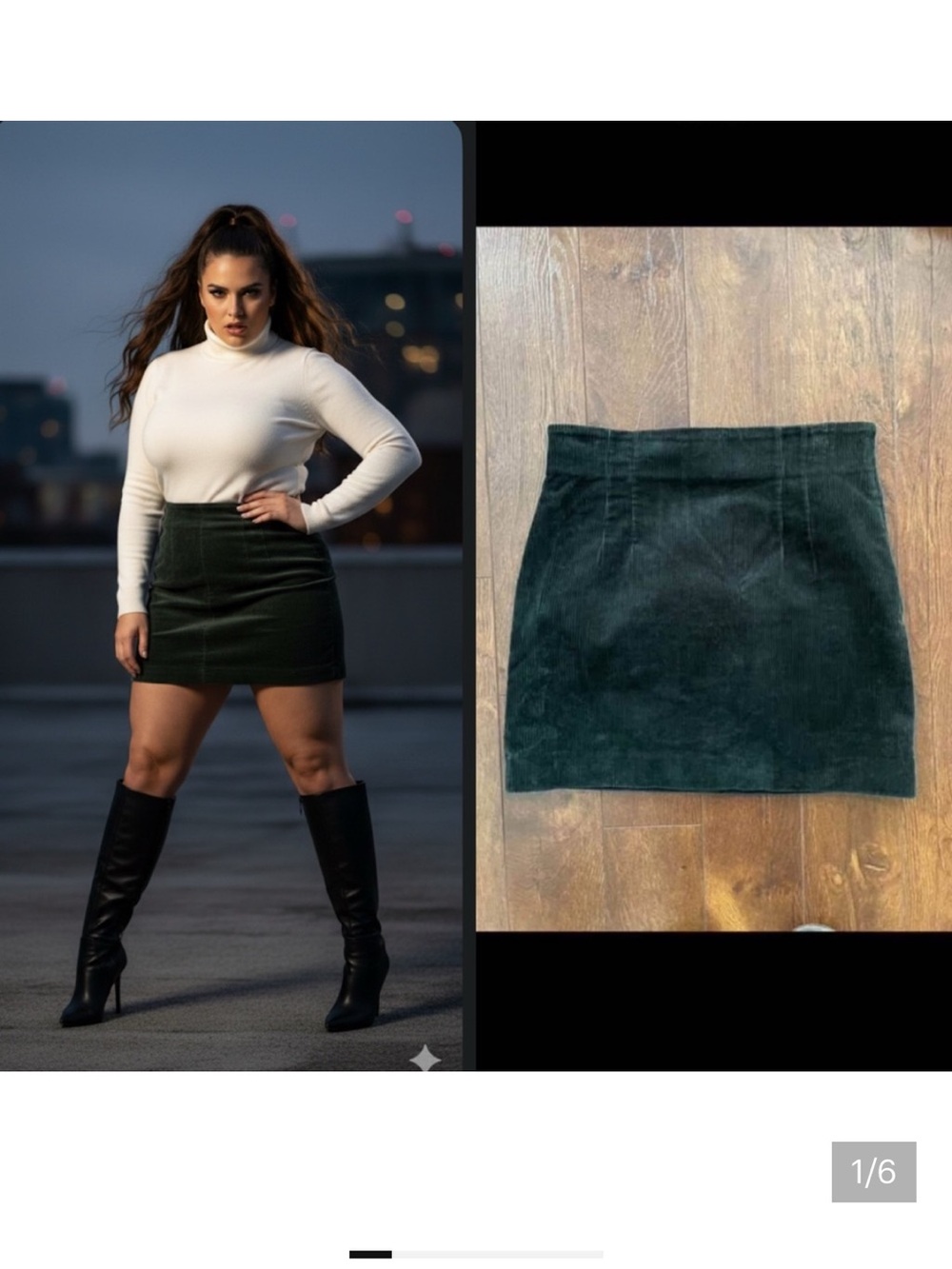 Stockholm Atelier & Other Stories Dark Green Corduroy Skirt. Size 10.